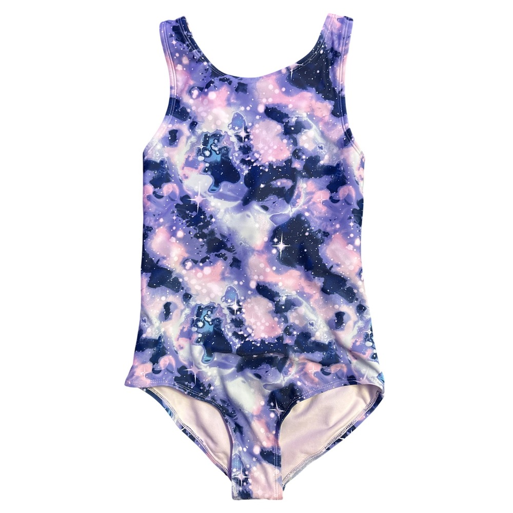 NEW Lands' End Girls Galaxy Space Print Racerback One Piece Swimsuit Large